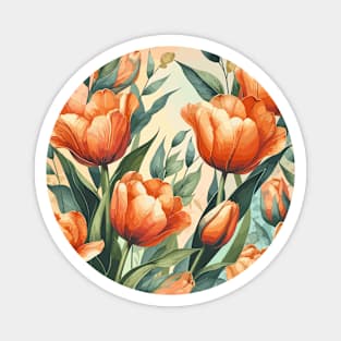 Orange Tulip Flowers Magnet